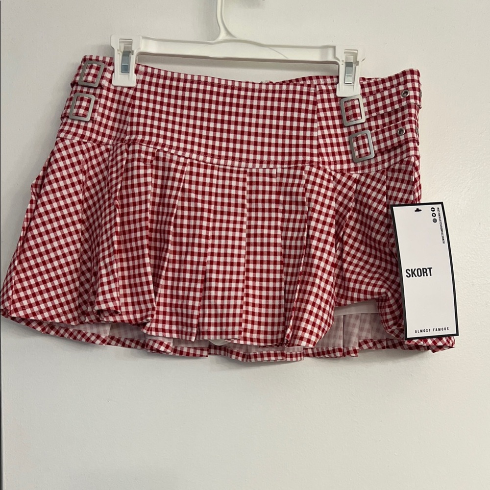 Almost Famous Red Gingham Skirt w/built in shorts